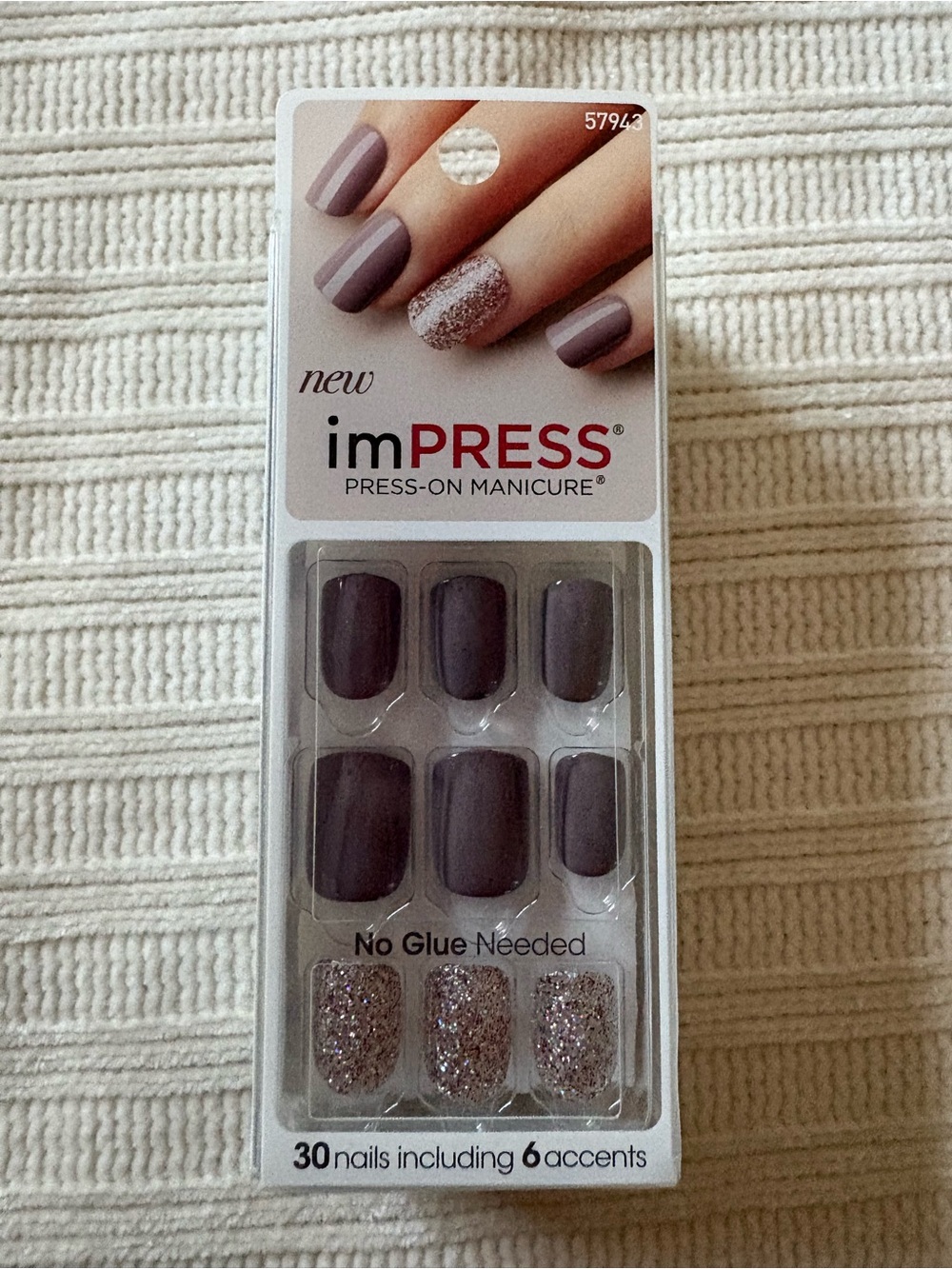 imPRESS Press-On Manicure - Mauve Purple with Glitter Accents